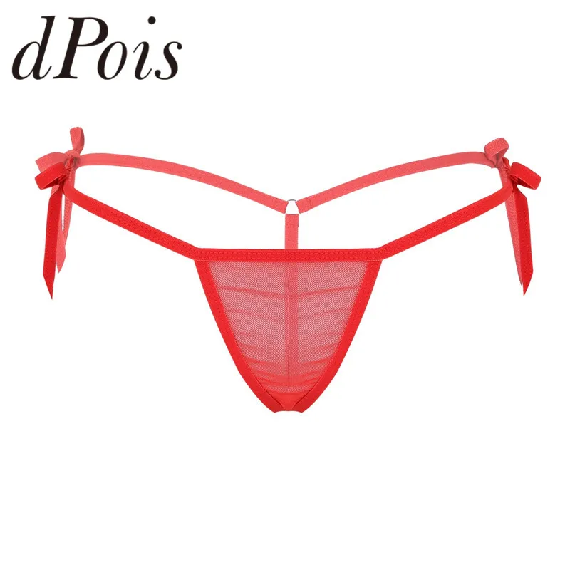 

Сексуальное женское Сетчатое прозрачное Прозрачное нижнее белье, одноцветное, низкая посадка, с завязками по бокам, с Т-образной спинкой, ми...