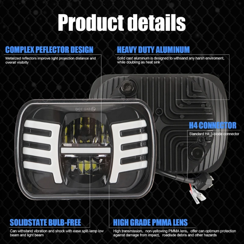 

1PC 7 Inches Square Car LED Day Light Car Light Daytime Running Light Kit W91F