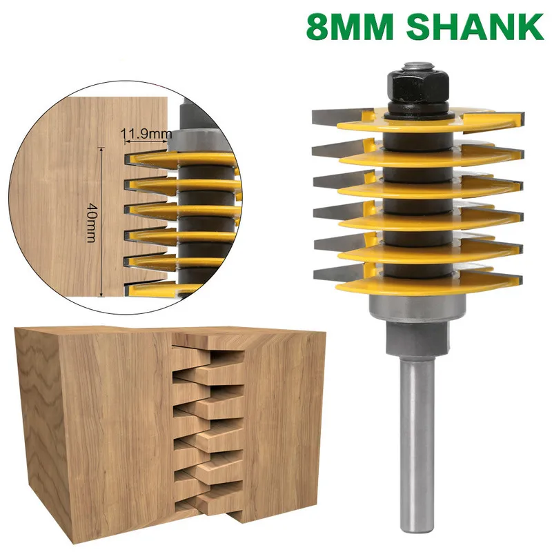 

1PC 8mm/12.7mm Shank 2 Teeth Adjustable Finger Joint Router Bit Wood Cutter Tenon Cutter Industrial Grade for Mill Wood Tool
