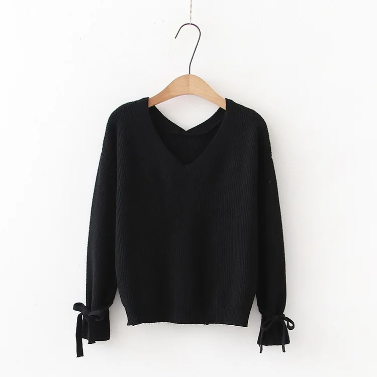 

Women Clothes 2019 Autumn and Winter Clothes Women Simple Wind V Leader Ties Pull Femme Pullover Women Sweater Women