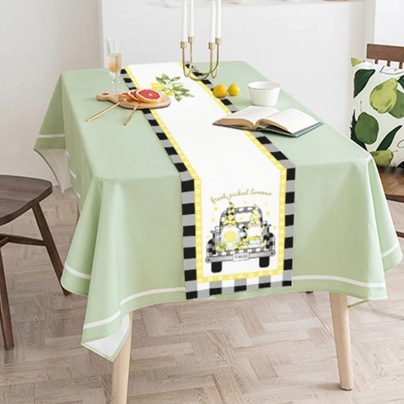 

Летняя прямоугольная скатерть из хлопка и льна с принтом гнома