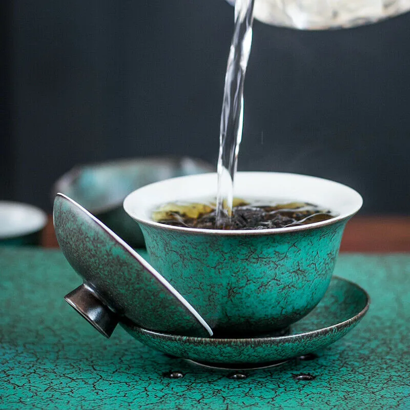 Античный Чайный набор JianShui ручной работы из керамики чайный Gaiwan с блюдцем и