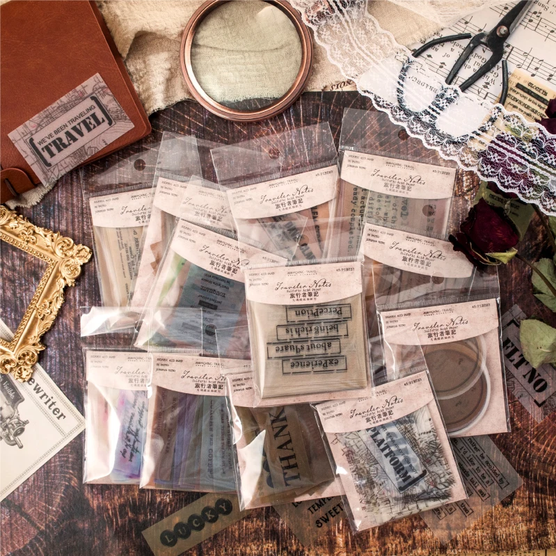 40X Ретро путешественник буквенная серия пуля журнал декоративные полупрозрачные