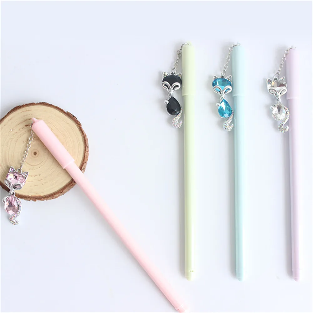 1 шт. кавайная гелевая ручка прекрасный горный хрусталь лиса кулон гелевые ручки