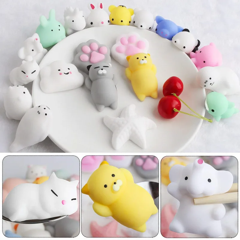 

10Pcs Cute Mochi Squishy Slow Rising Squeeze Antistress Toys For Children Adults Kawaii Animal Stress Relief Toys All Different