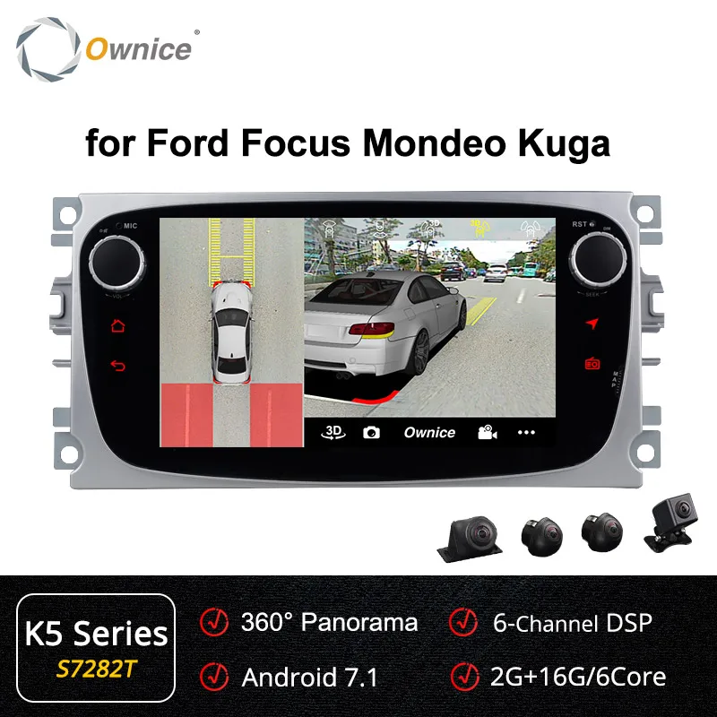 S7282 K5 Ownice K1 K2 K3 4G LTE Android 9,0 Octa 8 ядерный автомобильный dvd-плеер gps для FORD Mondeo S-MAX подключения фокуса 2 2008 2009 2010 2011 32G - Цвет: S7282 K5