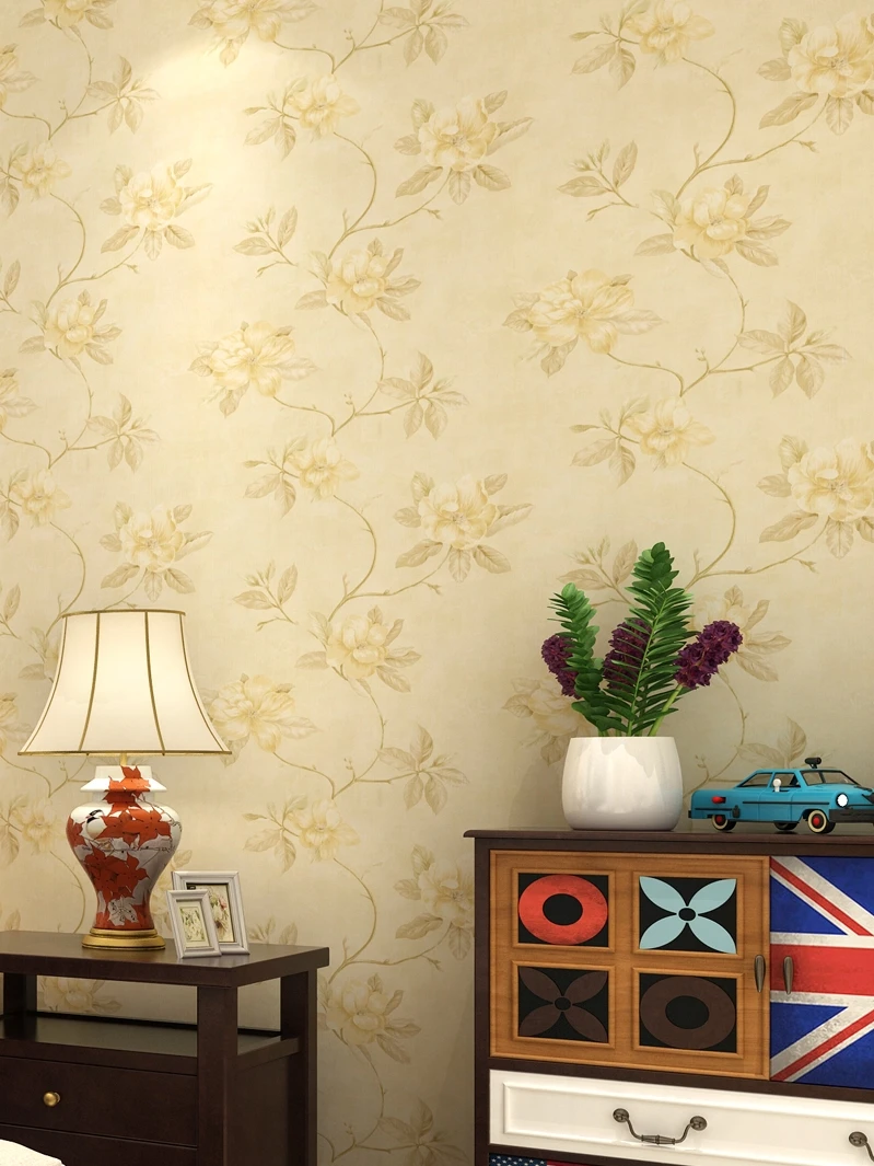 American Stylel LargeFlower Seamless Mottled Room Wall Covering Fabric Bedroom Guest Restaurant Aisle Retro Custom Distressed AB