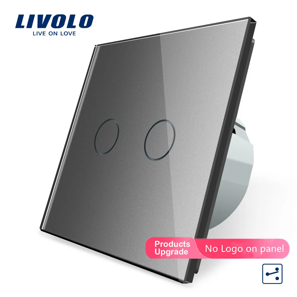 Livolo/Стандартный настенный выключатель 2 Gang Way с украшением в виде кристаллов