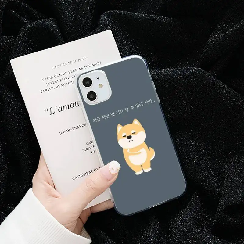 

Japanese cartoon corgi Phone Case Transparent for iPhone 6 7 8 11 12 s mini pro X XS XR MAX Plus cover funda shell