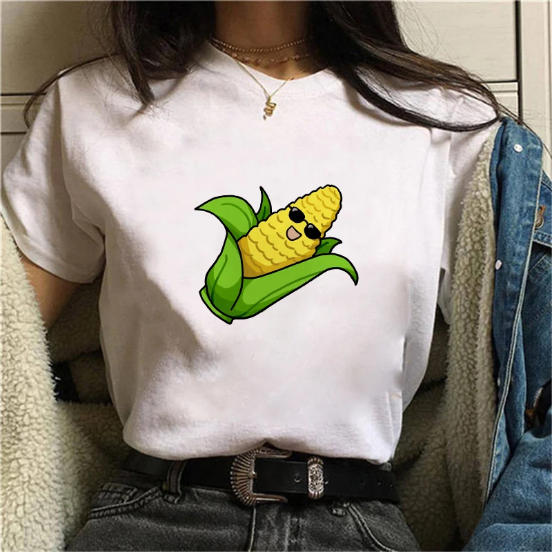 

2021 New Short Sleeve T Shirt Corn Theme Harajuku Ulzzang T-Shirt Femal O-neck Summer Tops Clothing 90s Girls Woman Graphic Tee