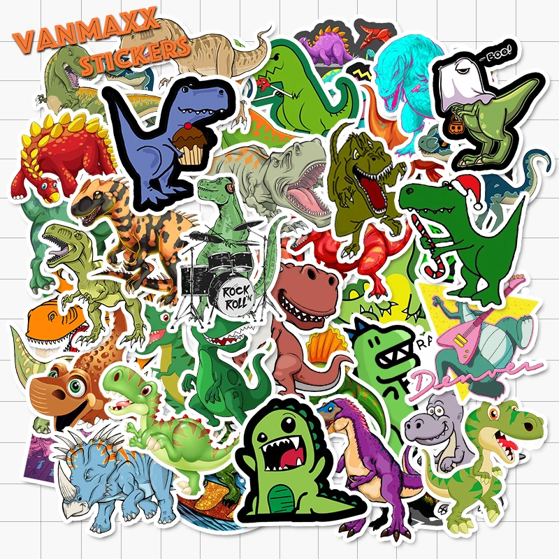 VANMAXX 50 шт. Детский мультфильм Динозавр граффити наклейки Водонепроницаемый