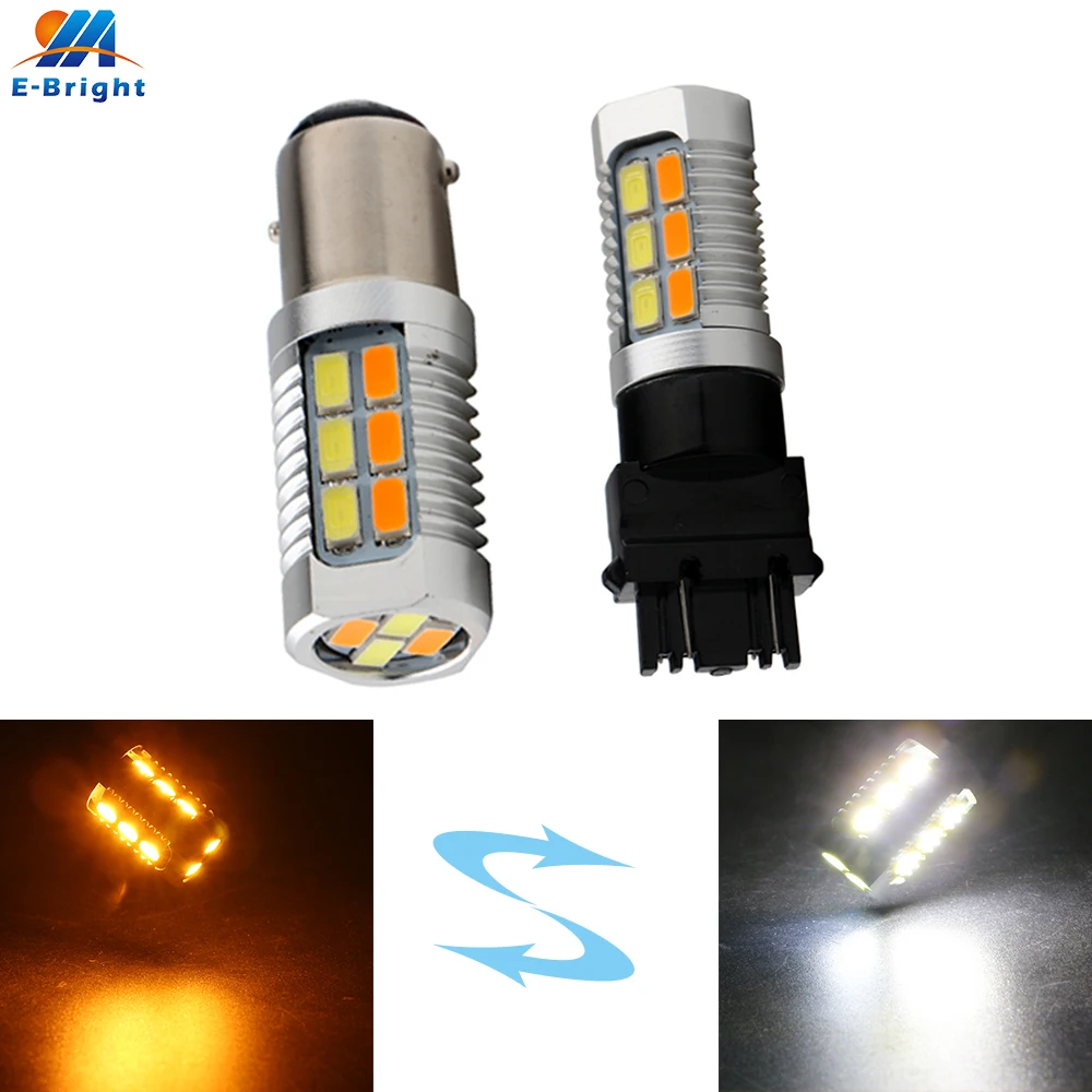 2X DC12 в 5630 28 SMD белый янтарь 1157 BAY15D 3157 7443 Двухцветная светодиодная лампа для