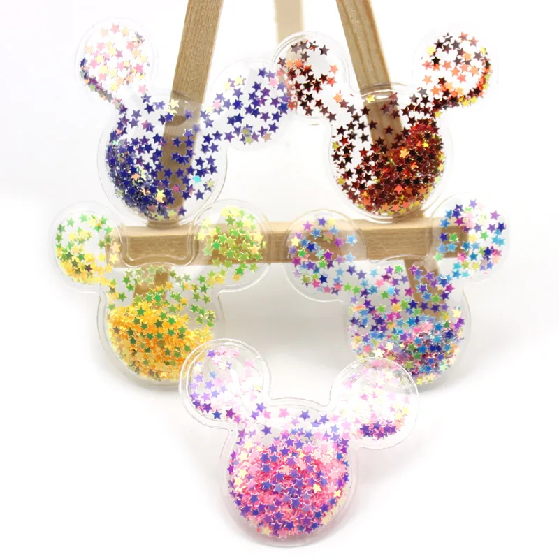 Mickey-Mixed 10 шт. ПВХ Звезда Корона Микки Прозрачный Bling bling Сердце течет аппликации для детей BB клип и DIY головные уборы аксессуары - Цвет: Mickey-Mixed
