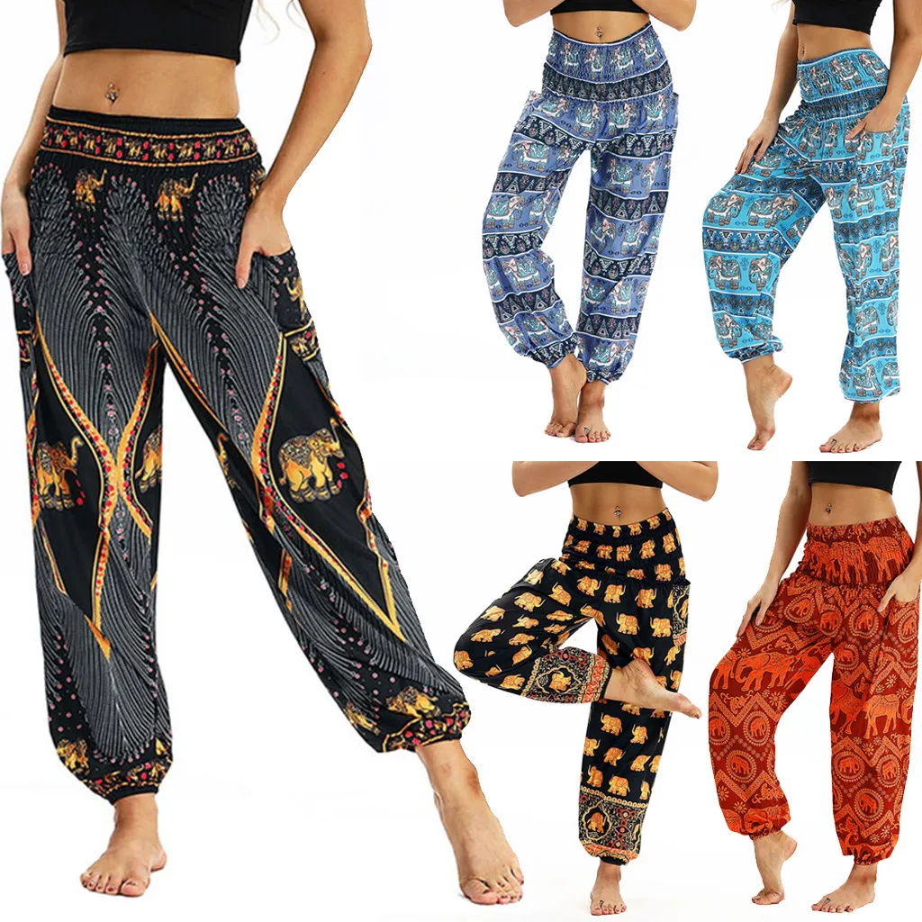 

Fashion Bohemian Loose Pant Men Women Casual Hippy Trousers Baggy Aladdin Harem Pant Droppship Multicolor 2020 #25