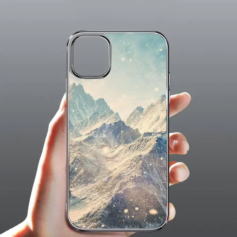 

Mountain sea scenery snow Phone Case Transparent for iPhone Samsung 11 12 6 7 8 9 30 Pro X Max XR Plus lite