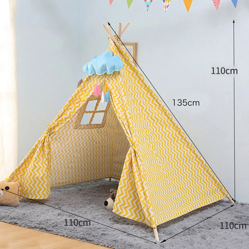 Портативная детская палатка из хлопка 135*110 см Tipi House для девочек игровой домик с