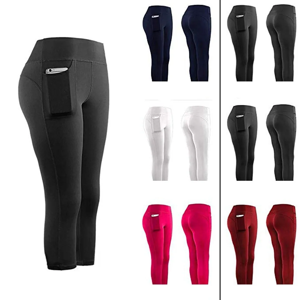 

Fashion Yoga Pants Women Stretch Yoga Leggings Sport Girl Gym Leggings Women Fitness Running Gym Sports Pockets Active Pants E2