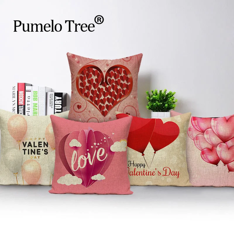 Чехол для подушки на День святого Валентина с воздушным шаром украшение дома