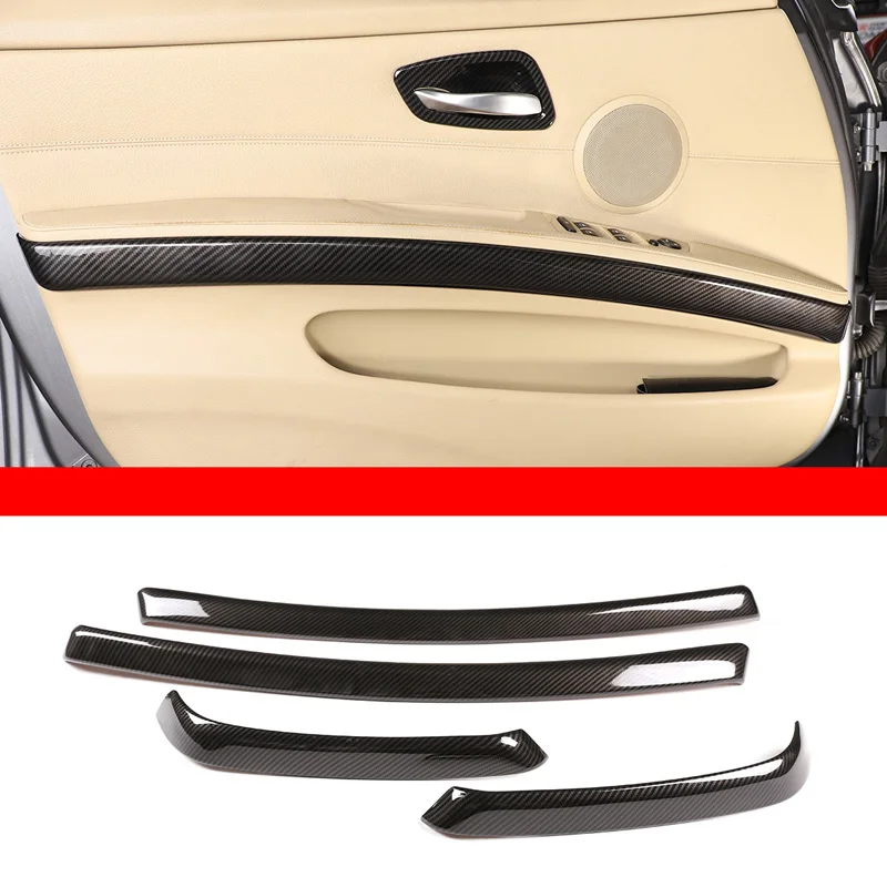 For BMW 3 Series E90 2005-2012 ABS Carbon Fiber Car Interior Door Armrest Side Decoration Strip Trim Cover Refit Accessories