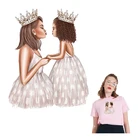 Термальные нашивки с короной для мамы и дочки, наклейки футболка сделай сам, теплопередающие заплатка с принцессой для одежды, легкая в использовании аппликация