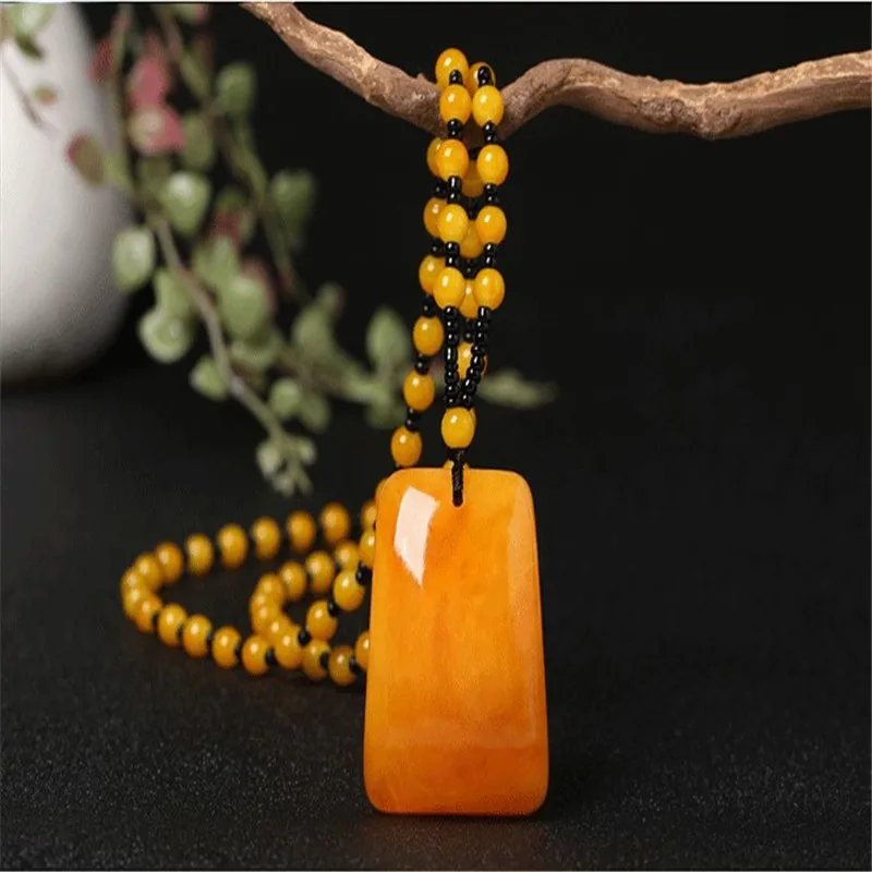 Женское длинное ожерелье подвеска в виде тыквы курицы масла янтаря национальном