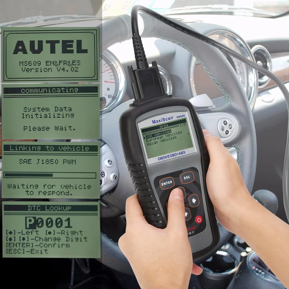 Autel MS609 OBDII сканер считыватель кодов автомобиля полный OBD2 функции DTC определения ABS