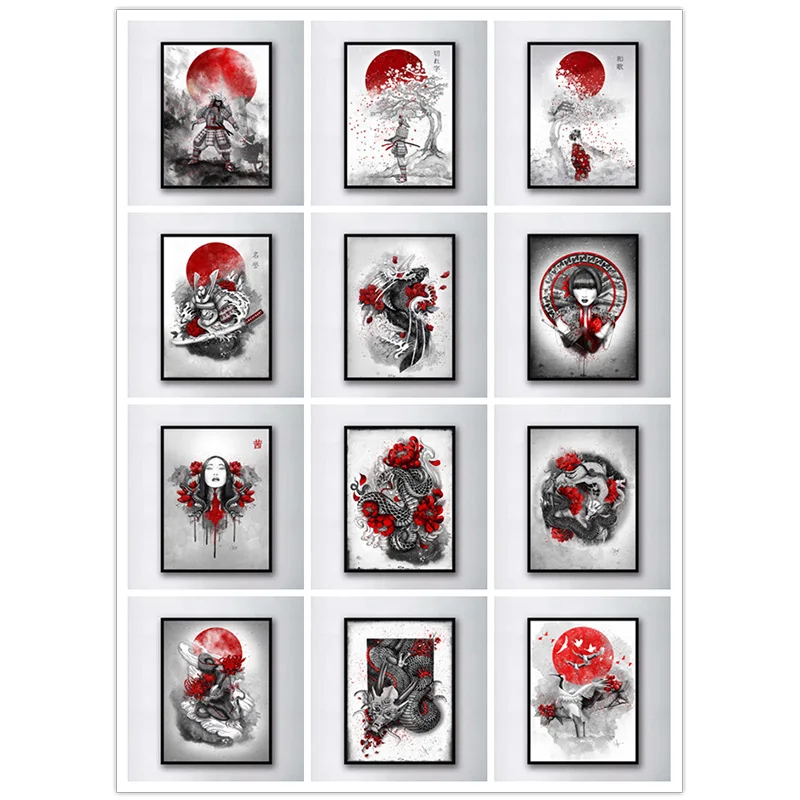 Японский бусхидо цветение вишни Самурай аниме алмазная живопись полная