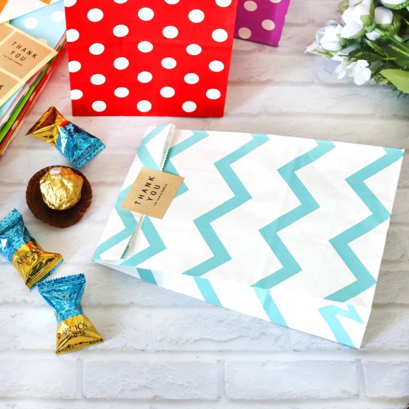 10 комплектов из крафт-бумаги Бумага сумки зигзаг в горошек свободная полосатая