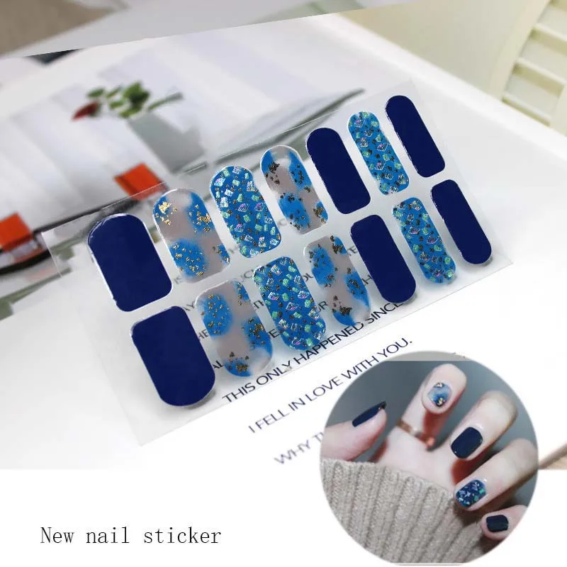 

3PC 2021 Designed Full Wraps Shiny Nail Art Sticker Decals Multicolor Nail Stickers Strips DIY Salon Manicure