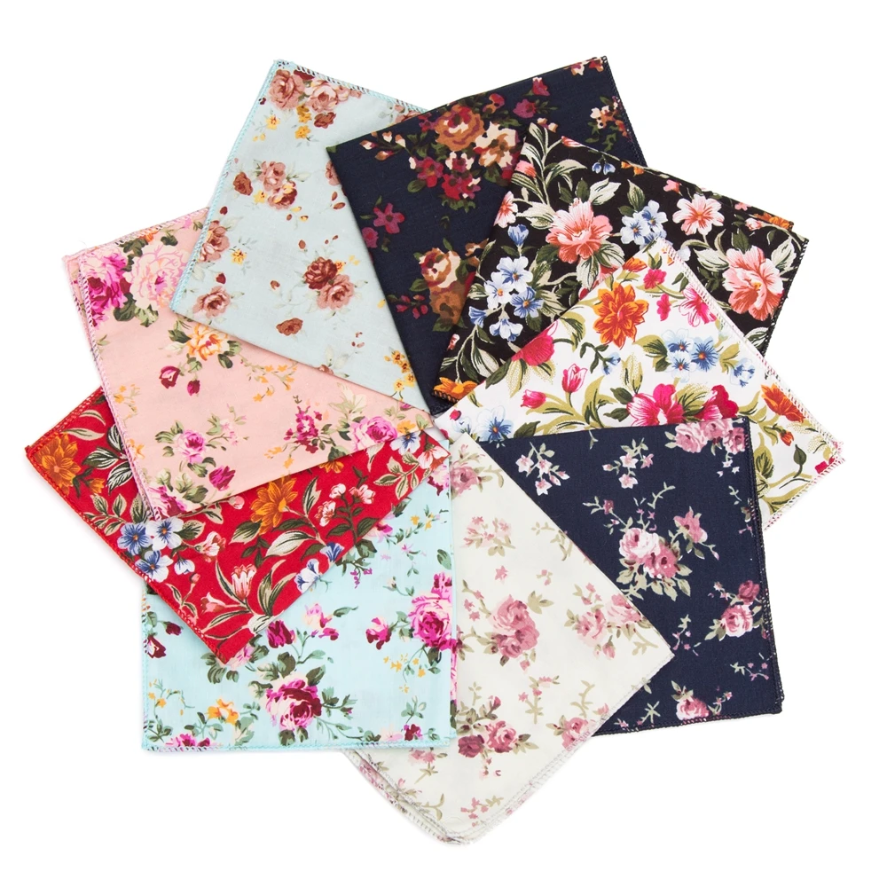 

Cotton Floral cravat PracticalMen pocket square formal wedding 22*22cm dress