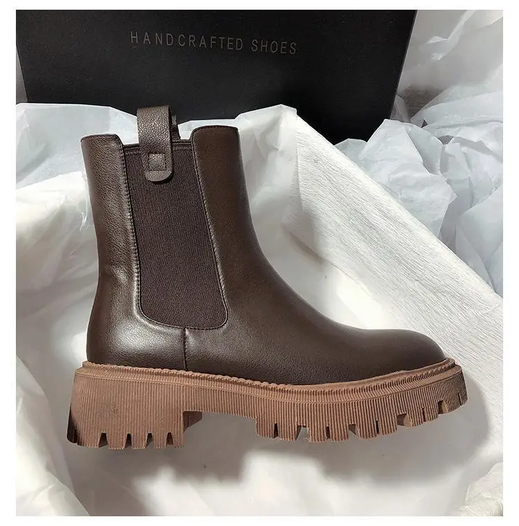 

Лидер продаж, женские ботинки челси на квадратном каблуке, простая женская обувь, осенне-зимние однотонные ботильоны, botas de mujer