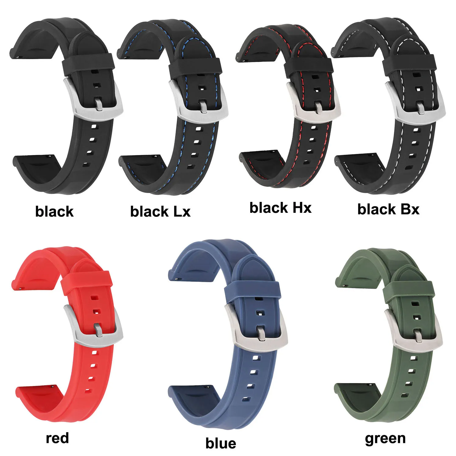

18mm 20mm 22mm 24mm Watchband Waterproof Sports Silicone Strap Quick Release Rubber Wrist Watch Band Belt Wristband