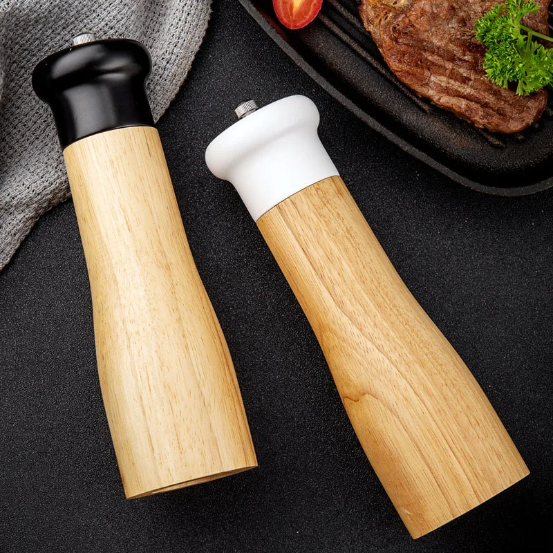 

Wooden Seasoning Peper Mill Manual Salt and Spices Pepper Shakers Ceramic Core Pepper Caddy Kitchen Tools Gadgets Utensils Set