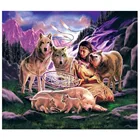 Алмазная вышивка сделай сам, полная выкладка из квадратных страз, с изображением американских жителей, индейских волков, стразы