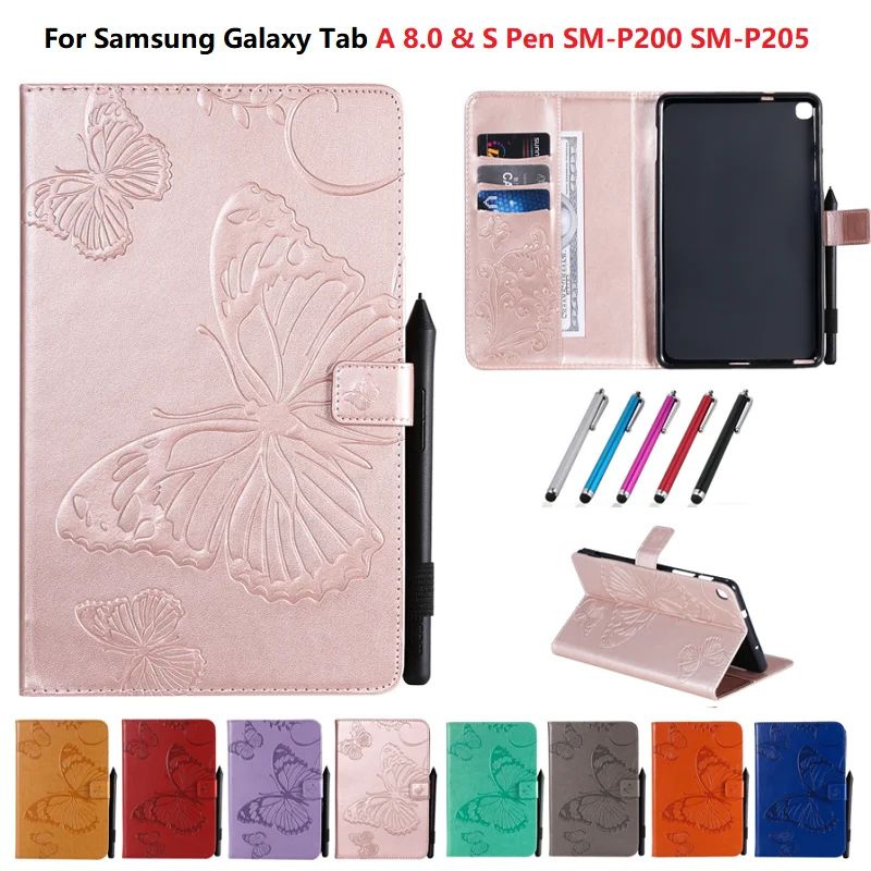 Чехол Funda для Samsung Galaxy Tab A 8 0 чехол с отделениями банковских карт из искусственной