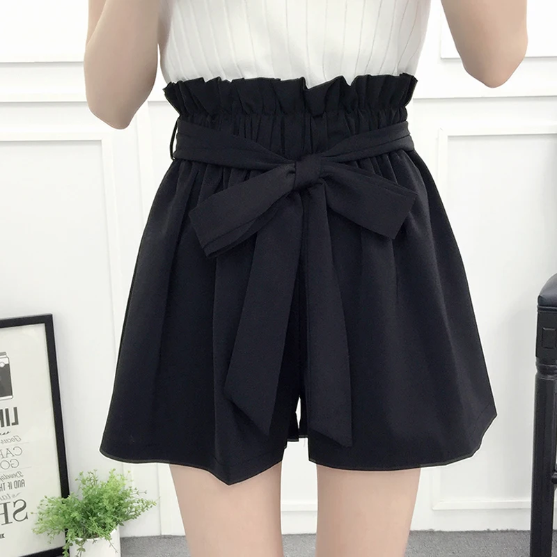 Шорты бойфренды женские шифоновые с завышенной талией прямые свободные короткие