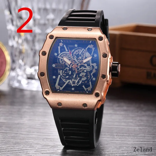 Мужские часы Топ бренд Скелетон алмаз квадратные кварцевые наручные модные