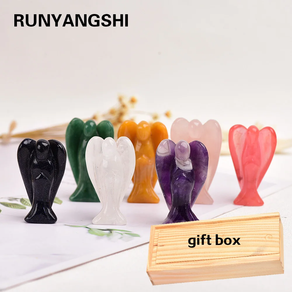 Натуральный кварц семь цветов 2 дюйма Хрустальный Ангел ручная резьба