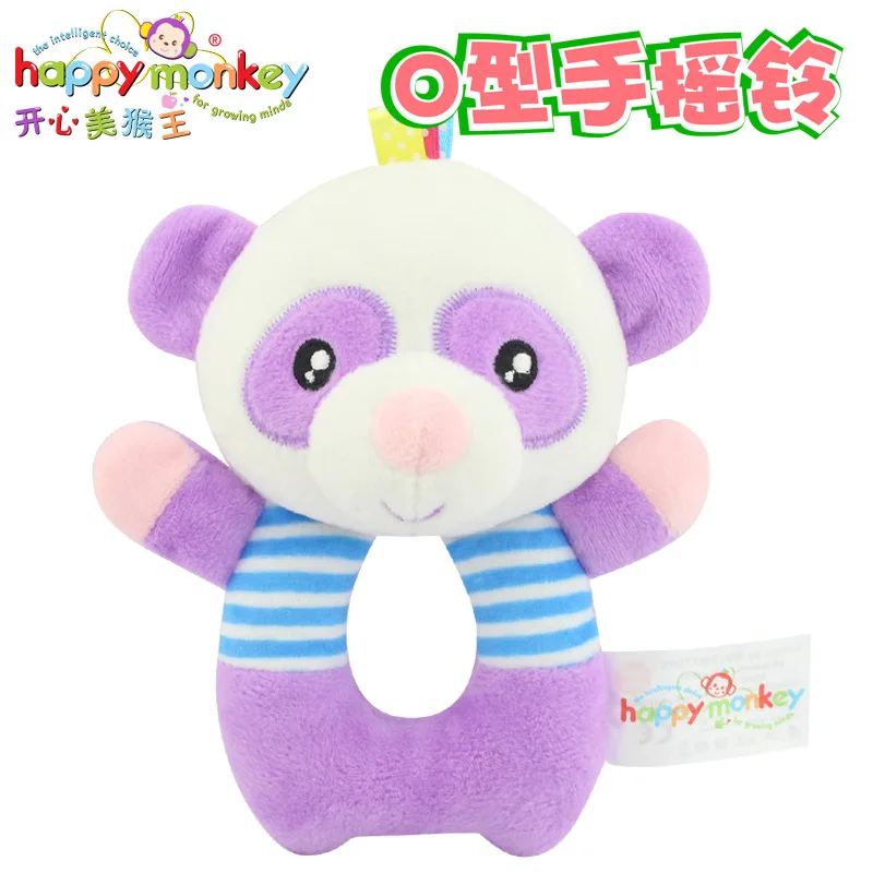 Panda HAPPY MONKEY baby toys O-type bells early education puzzle plush toys baby hand bell WJ534 - Цвет: Panda