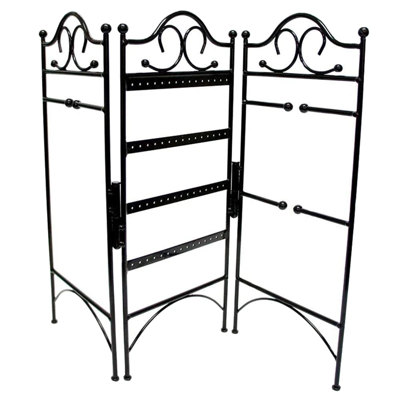 

Органайзер для ювелирных изделий с 3 панелями, металлический складной держатель для ювелирных изделий, портативная вешалка для ювелирных и...