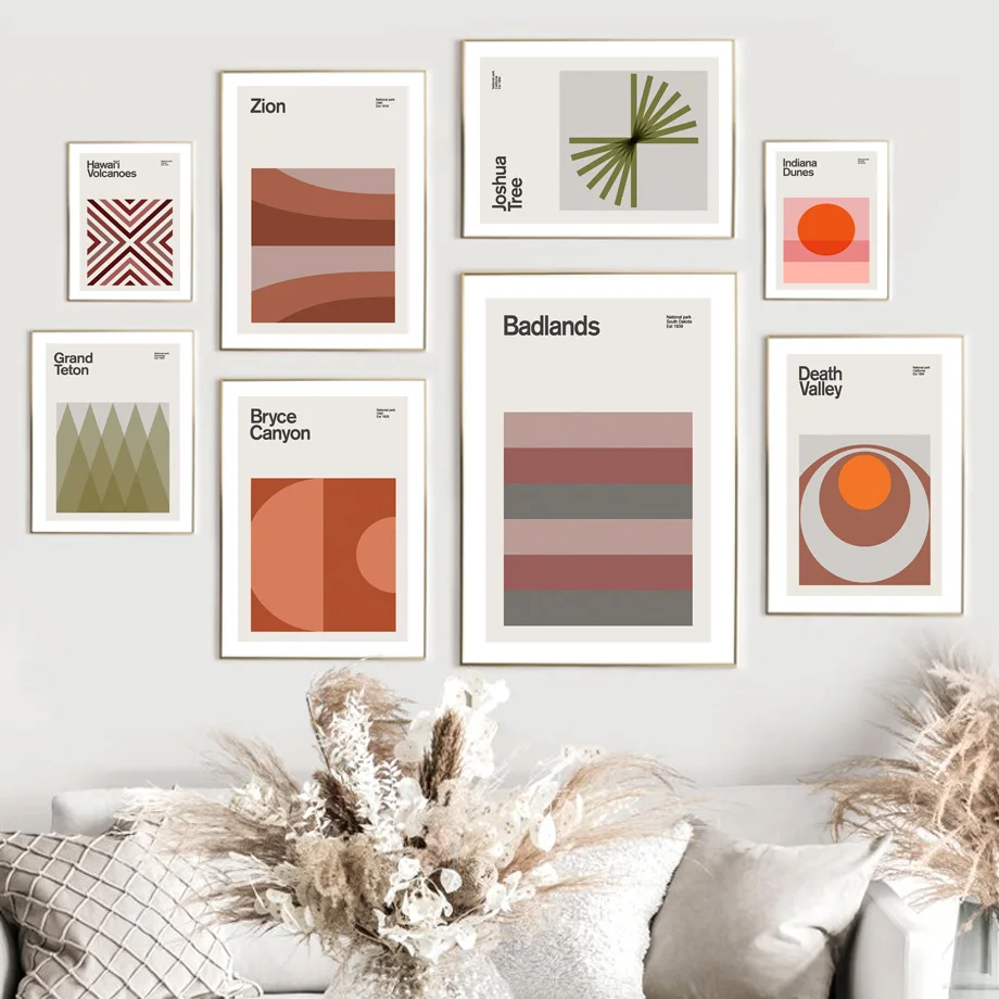 

Abstract Travel National Park Yellowstone Grand Teton Nordic Poster Wall Art Print Canvas Painting Decor Picture For Living Room