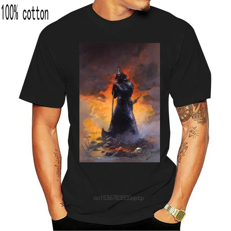 

New Death Dealer Three By Frank Frazetta Art Short Sleeve T-Shirt O-Neck Sunlight Men T Shirt Top Tee Printed Pure Cotton Plus S