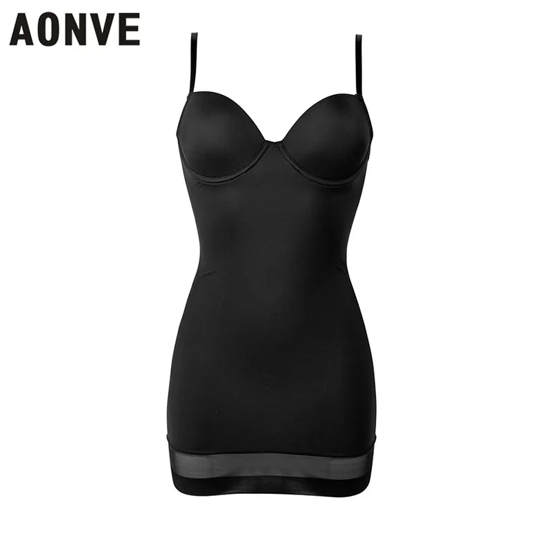 Aonve High Elasticity Midi Sleeveless Dress Slimming Women Shapewear Black Sexy Body Shaper Lady Underwear Plus Size XL | Женская одежда