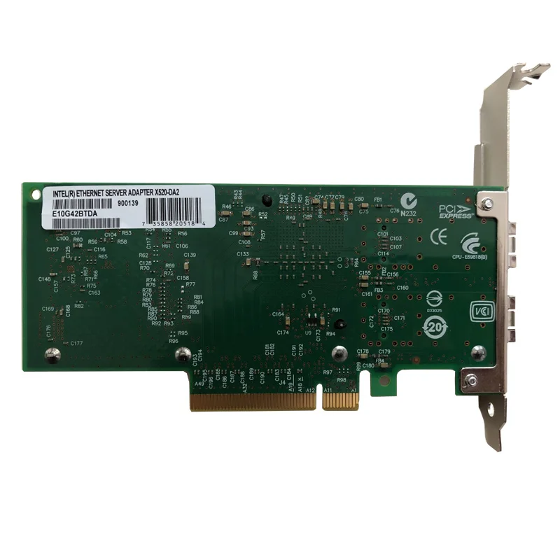 Чипсет Eastforfuy Intel 82599ES 10 Гбит/с два порта PCI-E X520-DA2 E10G42BFSR адаптер сервера Ethernet |