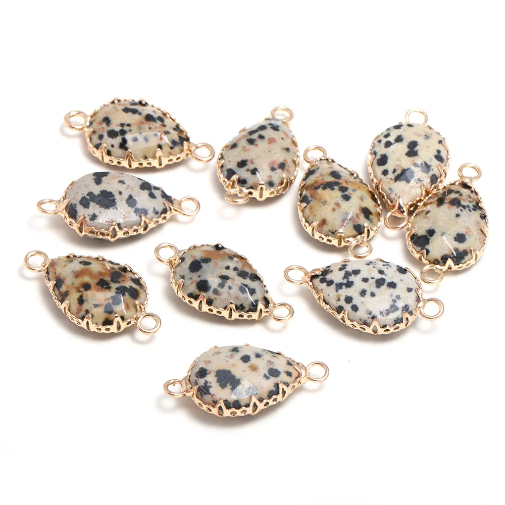 

1pcs Drop-Shaped Faceted Damation Jasper Lace Stone Connector For Jewelry Making Charm Bracelets Craft Accessories Size 13x26mm
