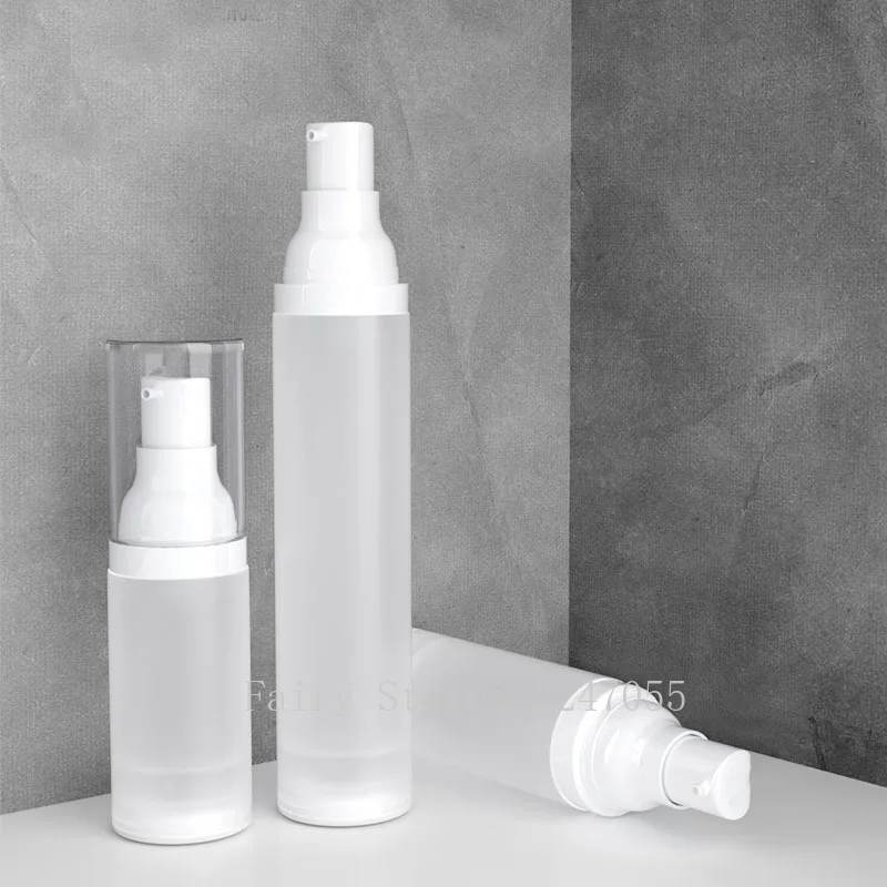 Пустой белый полипропиленовый косметический матовый вакуумный контейнер для