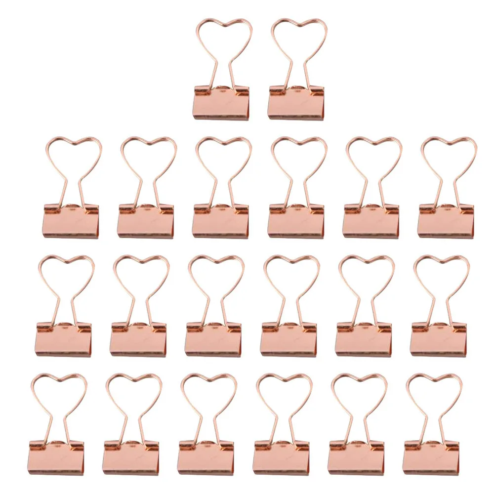 

20Pcs Metal Binder Clips File Clips Heart Shaped Book Clamps Organizing Clamps