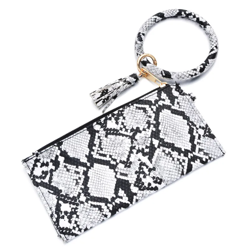 Новые Модные леопардовые браслеты с кисточкой для ключей бумажник из