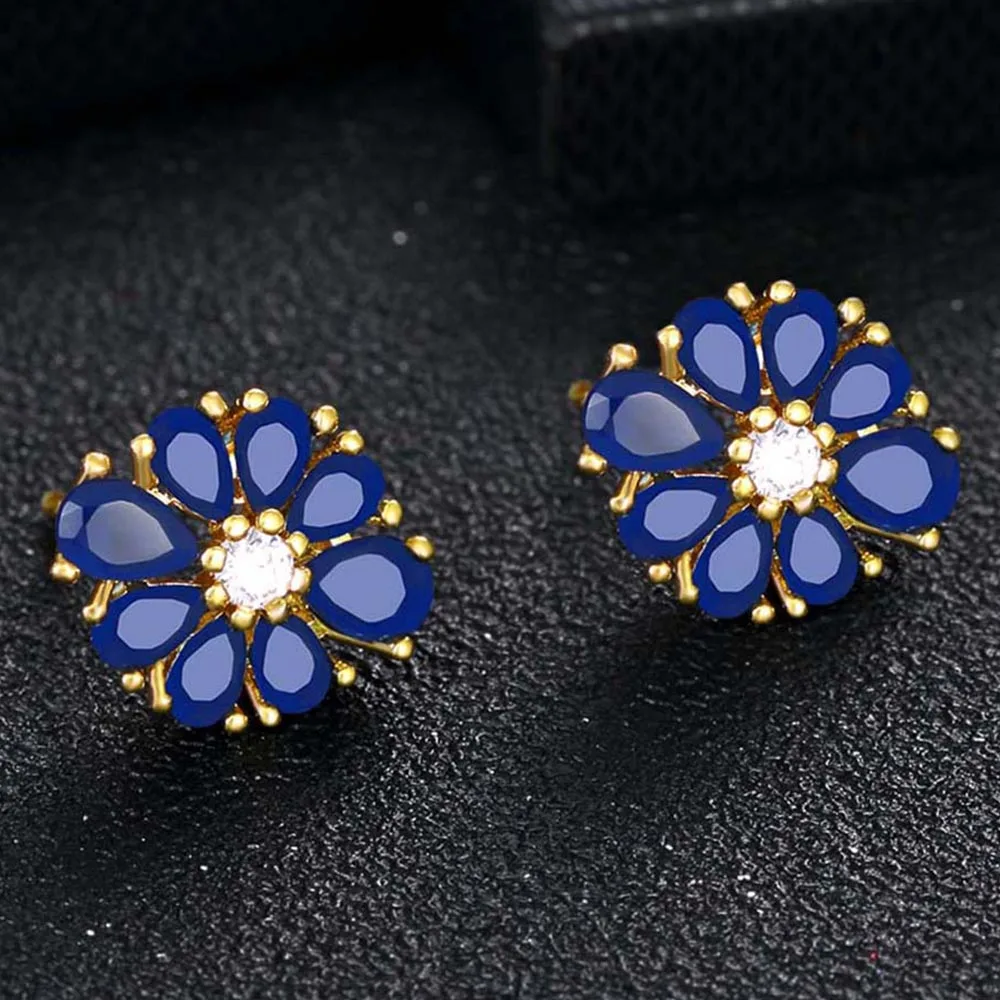 Новые Классические серьги гвоздики с цветочным дизайном кубический цирконий