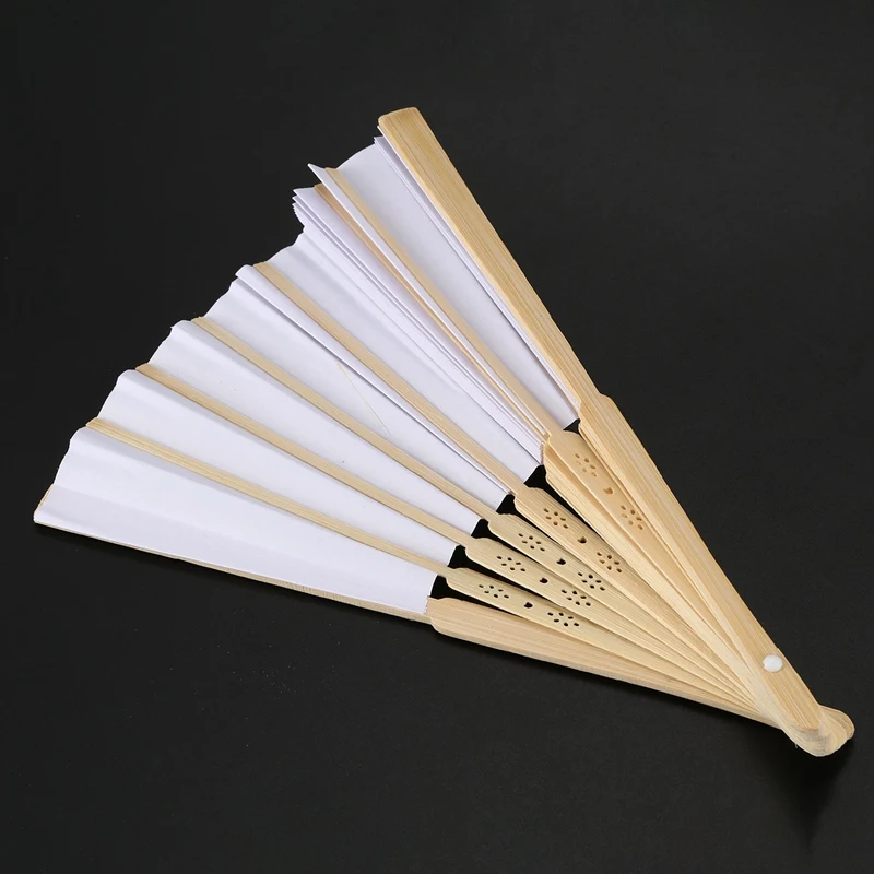 

50 pcs/lot White Folding Elegant Paper Hand Fan Wedding Party Favors 21cm(white)